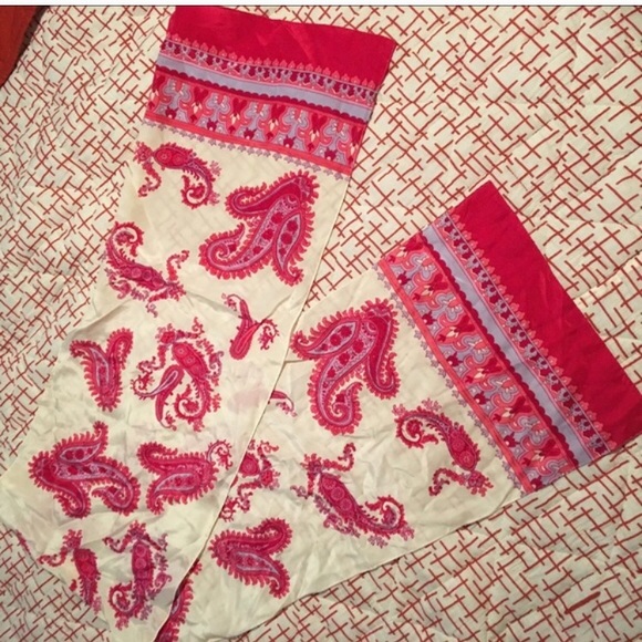SOLD 90s Satin Paisley Scarf - Picture 2 of 5